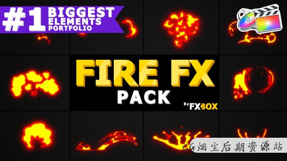 FCPX插件-10种手绘卡通火焰燃烧MG动画元素 Doodle Fire FX Elements+音效-1