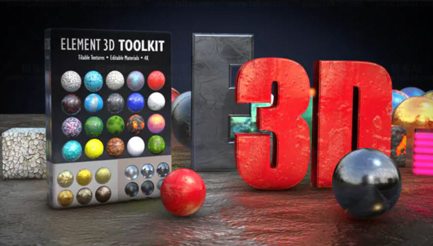 E3D金银材质预设包 Element 3D Toolkit AE插件-第1张