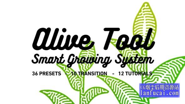 AE模板-植物生长系统文字标题LOGO图形动画 Alive Tool: Smart Growing System