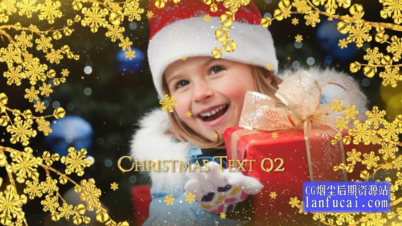 fcpx插件 圣诞节假期幻灯片相册金色图文展示模板 Christmas Slideshow