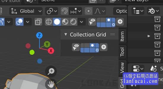 Blender插件-三维模型隐藏显示插件 Collection Grid v0.92后期屋